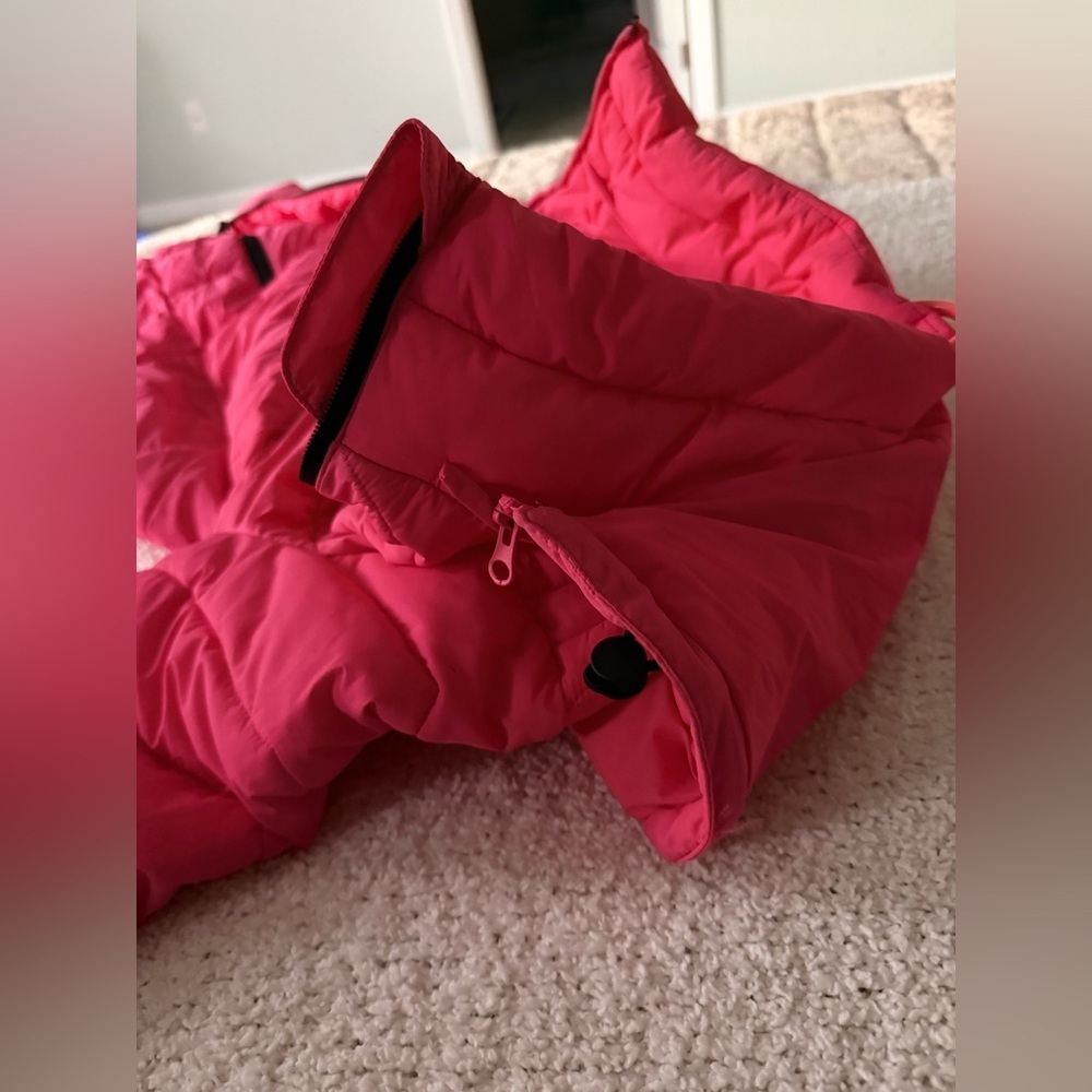M&S ACTIVE Bright Pink Puffer Jacket Pink Long Puffer Coat With Detachable Hood - Picture 9 of 16